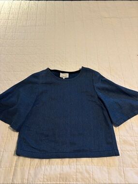 3.1 Phillip Lim Navy Denim Style Short-Sleeve Boxy Tee